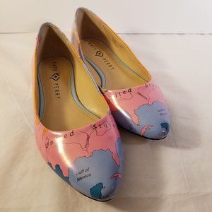 Katy Perry The Sister Globe Print Flats Size 7-1/2